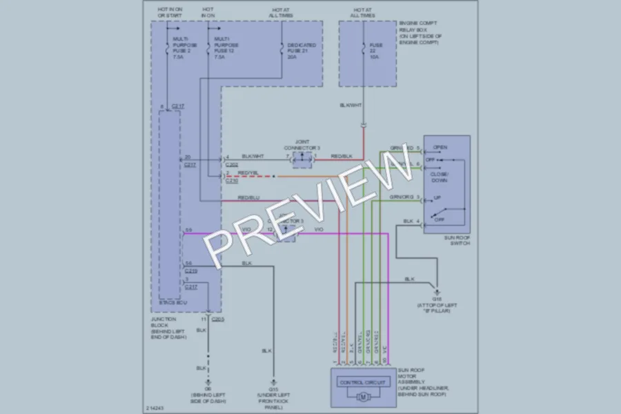 2005 Mitsubishi Outlander Power Top Sunroof wiring diagram preview
