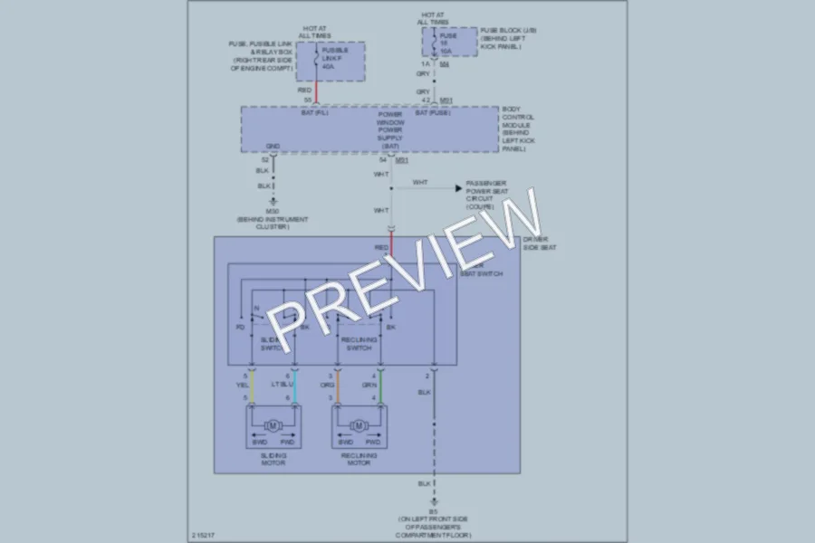 2005 Nissan 350Z Power Seats wiring diagram preview