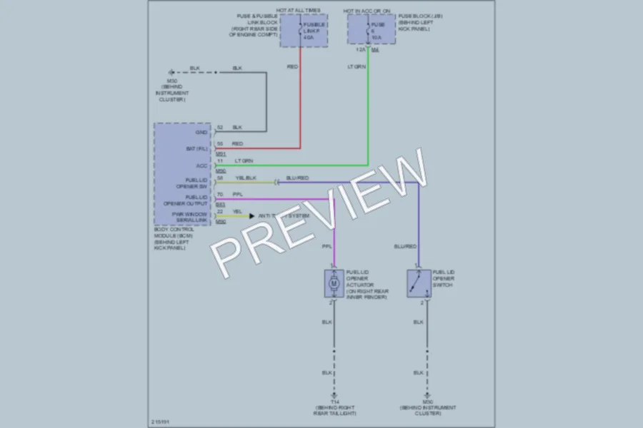 2005 Nissan 350Z Trunk Tailgate Fuel Door wiring diagram preview