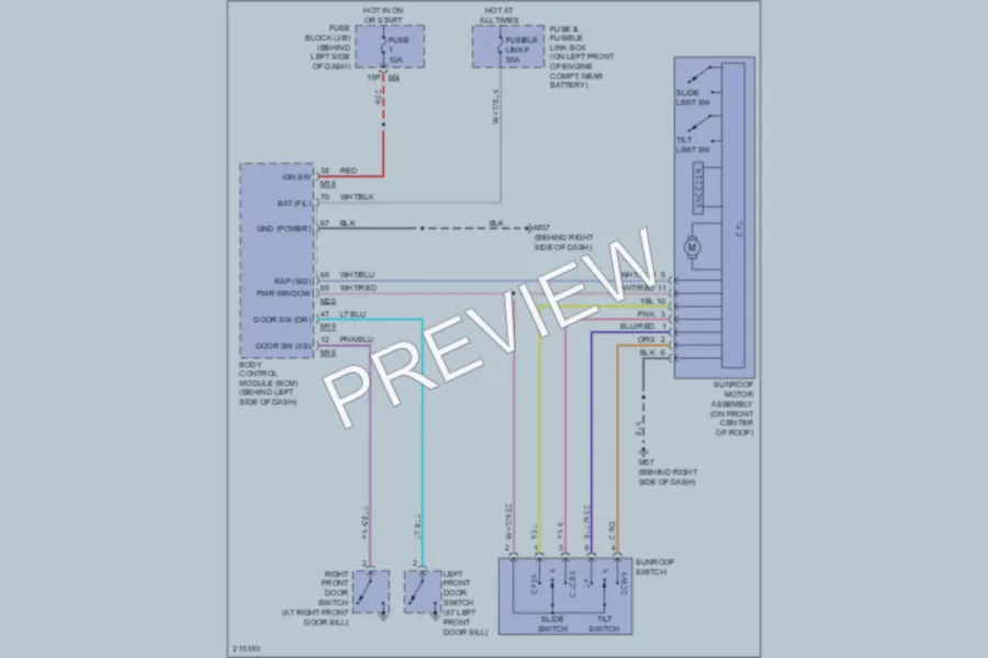 2005 Nissan Altima Power Top Sunroof wiring diagram preview