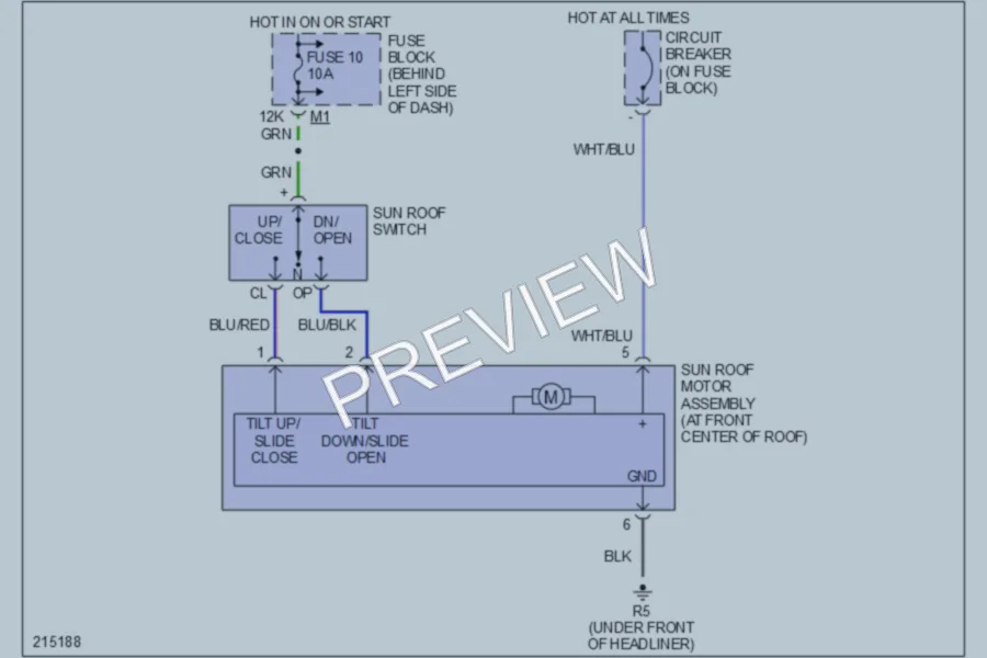 2005 Nissan Sentra Power Top Sunroof wiring diagram preview