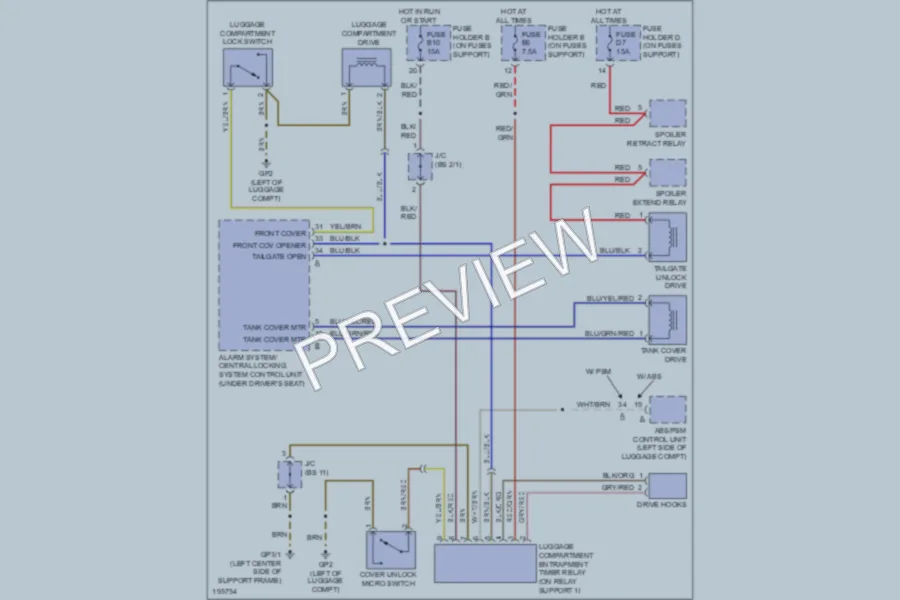 2005 Porsche 911 Trunk Tailgate Fuel Door wiring diagram preview