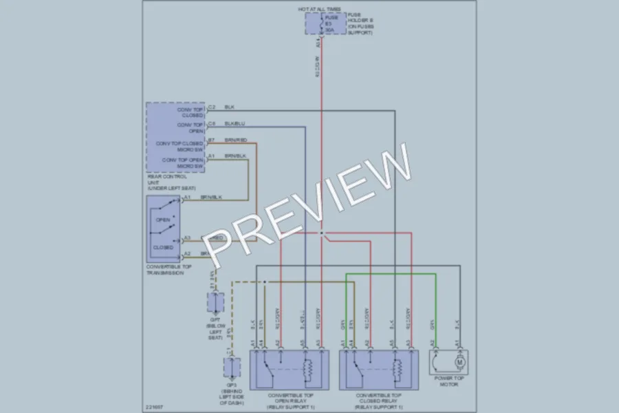 2005 Porsche Boxster Power Top Sunroof wiring diagram preview