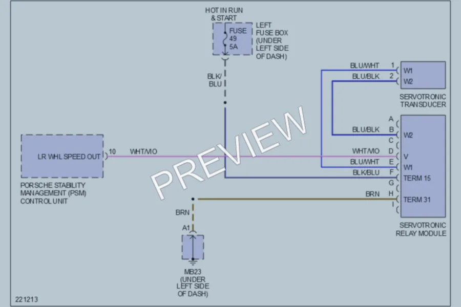 2005 Porsche Cayenne Electronic Power Steering wiring diagram preview