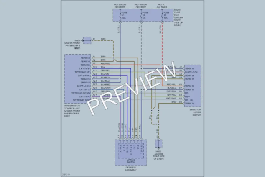 2005 Porsche Cayenne Shift Interlock wiring diagram preview