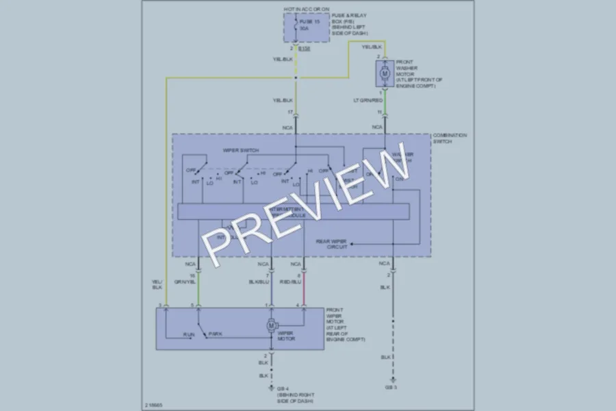 2005 Saab 92X Wiper Washer wiring diagram preview