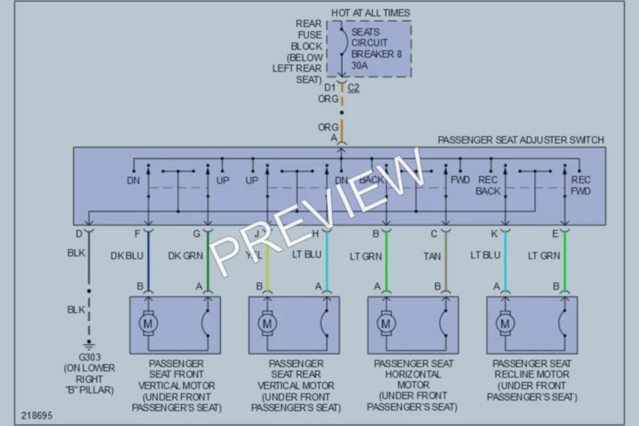 2005 Saab 97X Power Seats wiring diagram preview