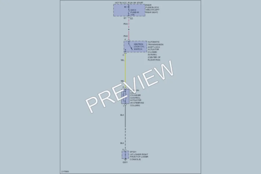 2005 Saab 97X Shift Interlock wiring diagram preview