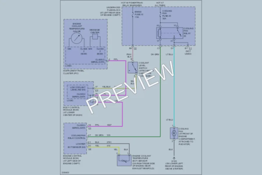 2005 Saturn ION1 Cooling Fan wiring diagram preview