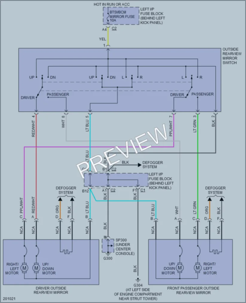2005 Saturn L300 Power Mirrors wiring diagram preview