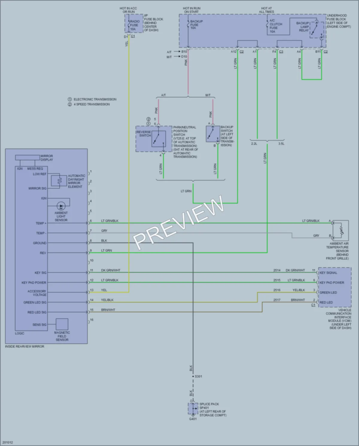 2005 Saturn VUE Power Mirrors wiring diagram preview