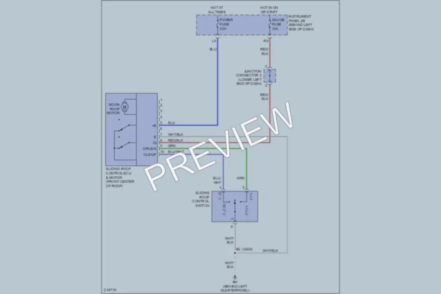 2005 Scion xA Power Top Sunroof wiring diagram preview