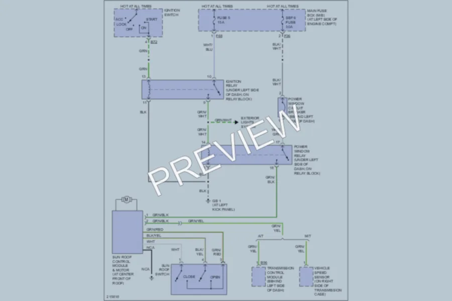 2005 Subaru Forester Power Top Sunroof wiring diagram preview