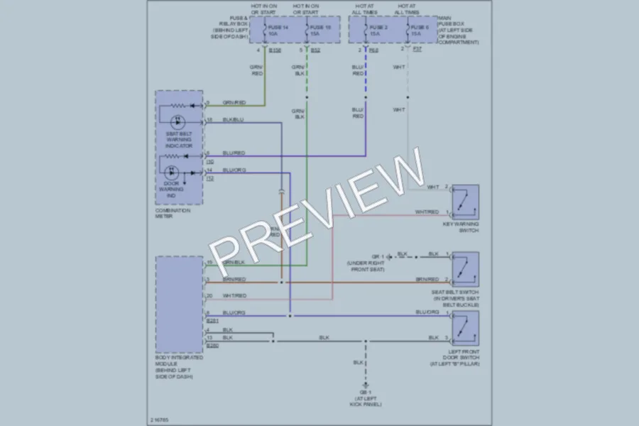 2005 Subaru Forester Warning Systems wiring diagram preview