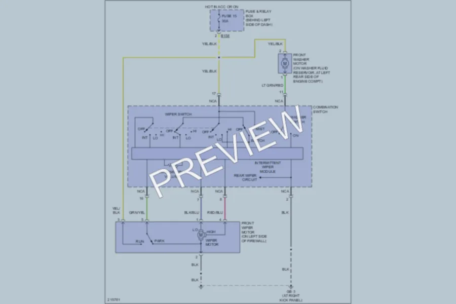 2005 Subaru Forester Wiper Washer wiring diagram preview