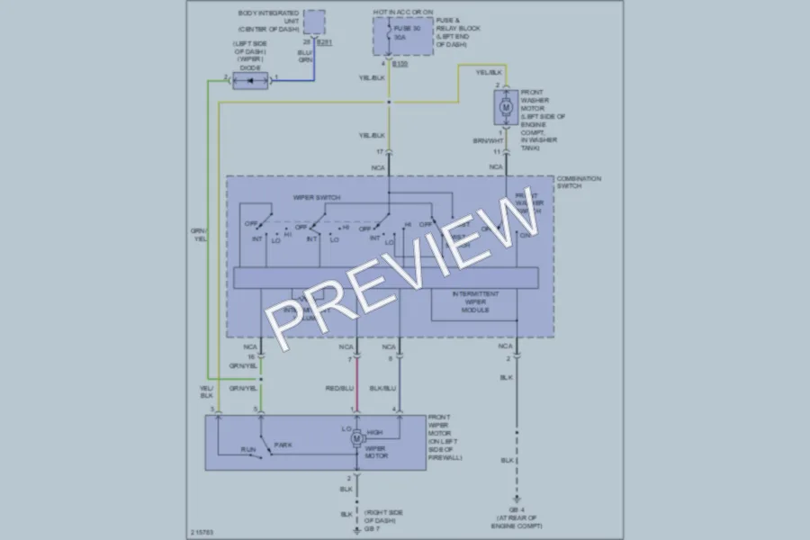 2005 Subaru Legacy Wiper Washer wiring diagram preview