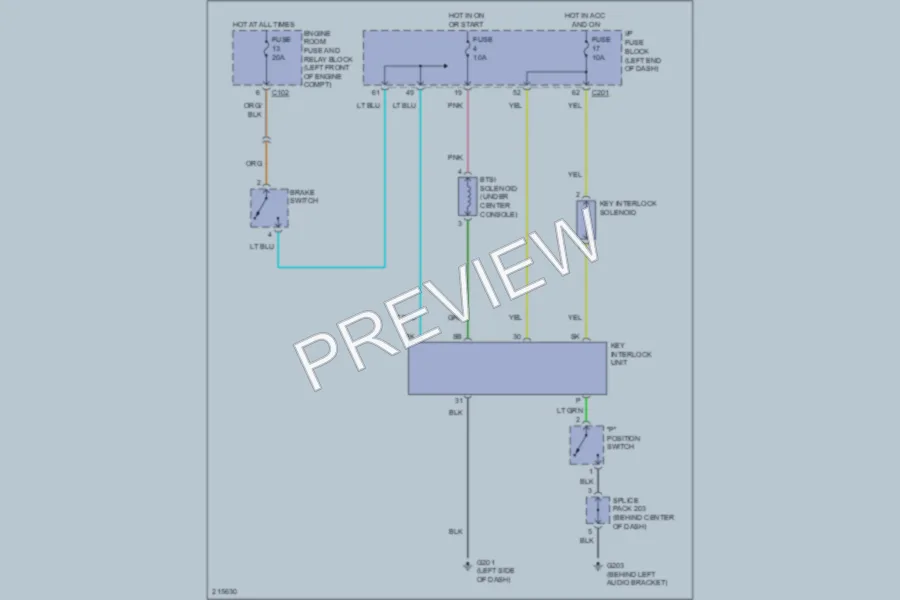 2005 Suzuki Forenza Shift Interlock wiring diagram preview