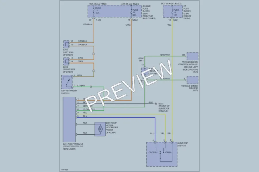 2005 Suzuki Verona Power Top Sunroof wiring diagram preview