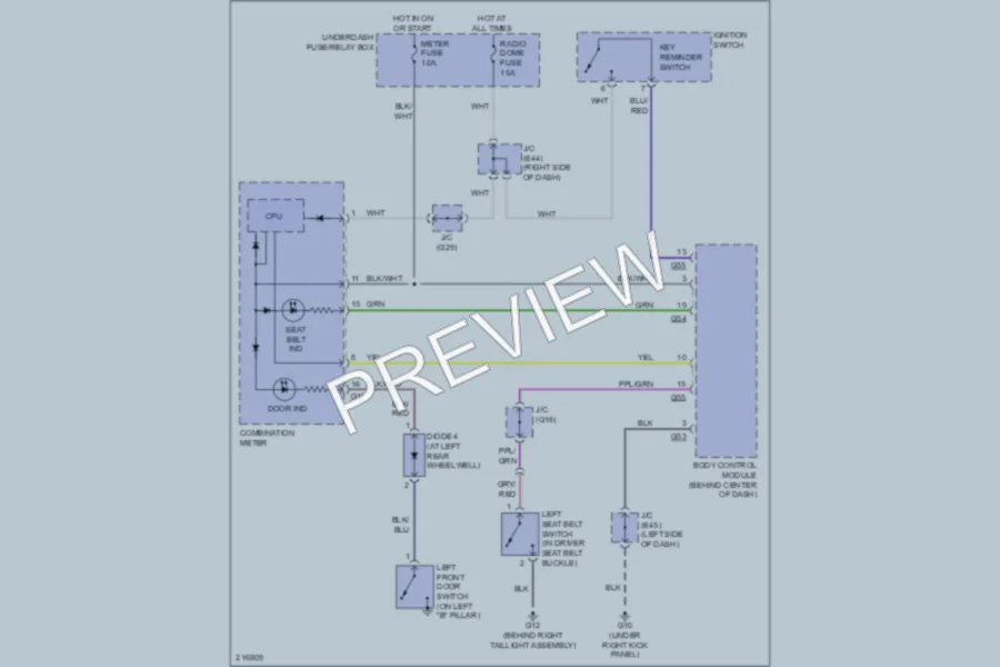 2005 Suzuki XL7 Warning Systems wiring diagram preview