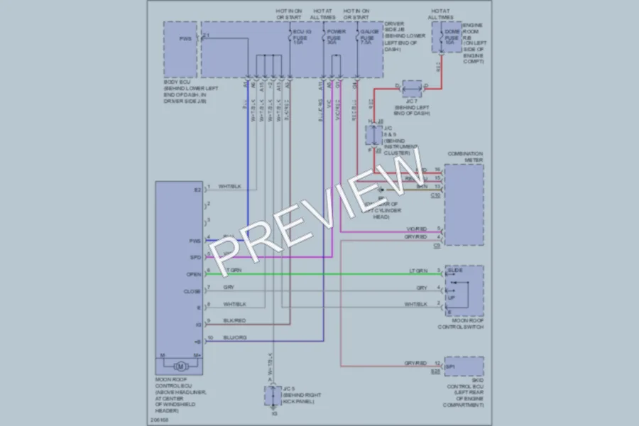 2005 Toyota 4Runner Power Top Sunroof wiring diagram preview