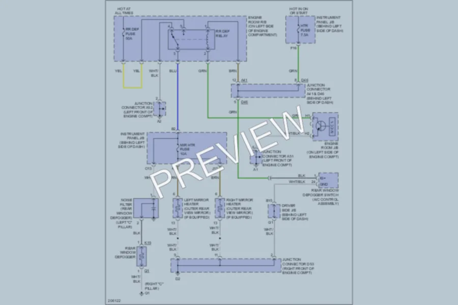 2005 Toyota Avalon Defoggers wiring diagram preview