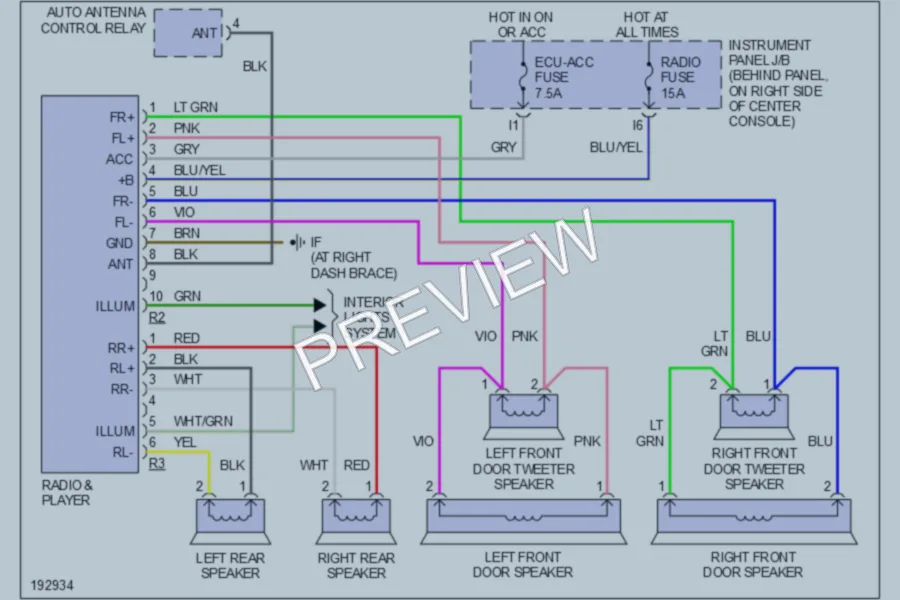 2005 Toyota Celica Radio wiring diagram preview