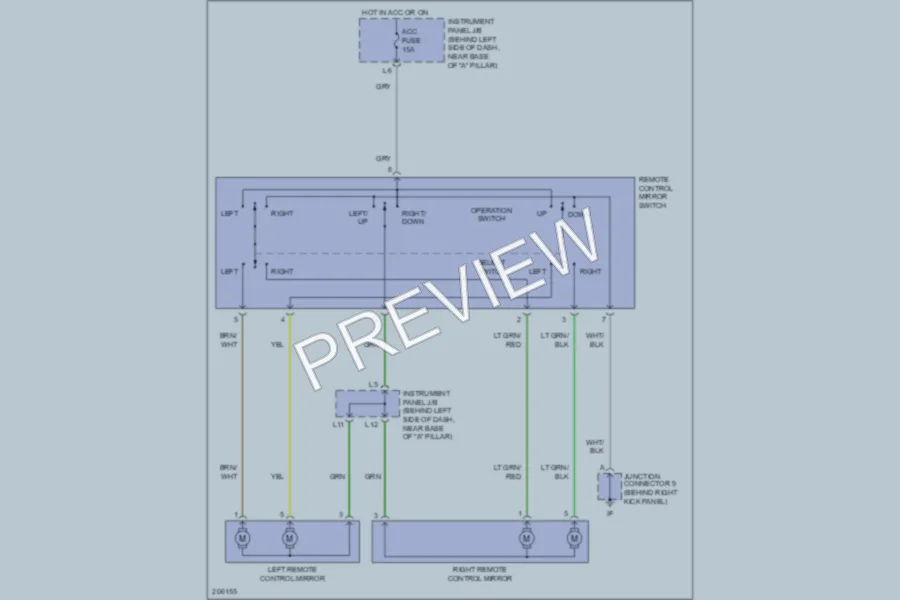 2005 Toyota Echo Power Mirrors wiring diagram preview