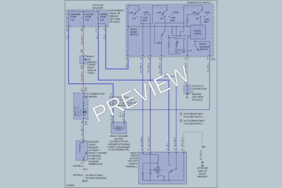 2005 Toyota Matrix Wiper Washer wiring diagram preview
