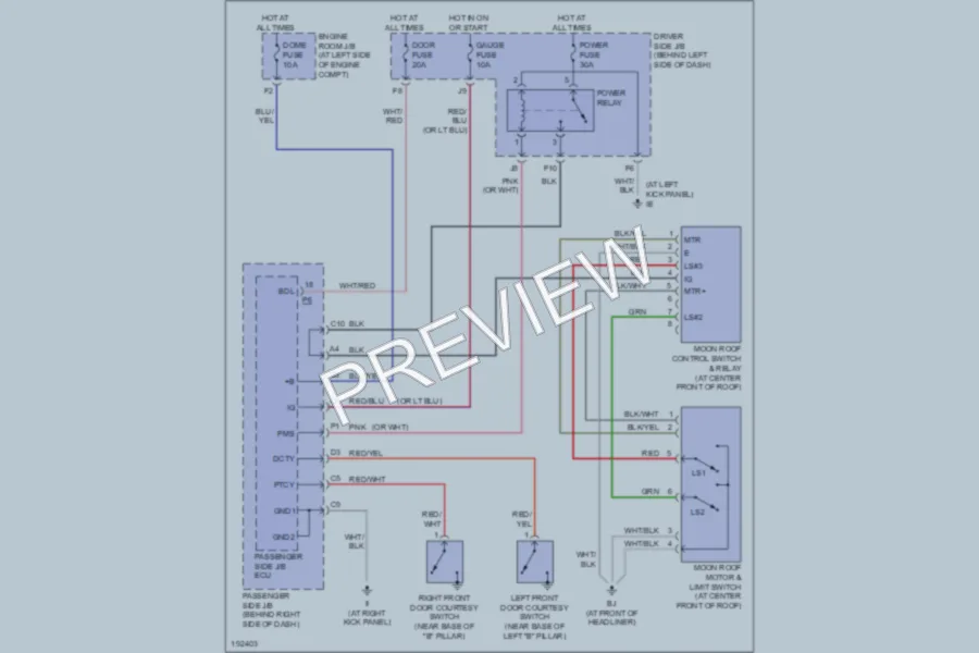 2005 Toyota RAV4 Power Top Sunroof wiring diagram preview