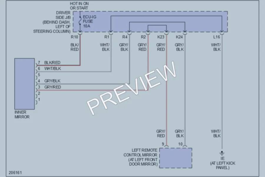 2005 Toyota Sienna Power Mirrors wiring diagram preview