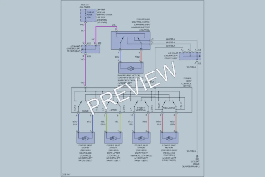2005 Toyota Sienna Power Seats wiring diagram preview