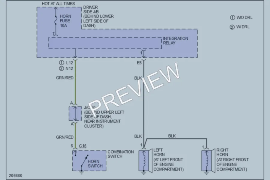2005 Toyota Tundra Horn wiring diagram preview