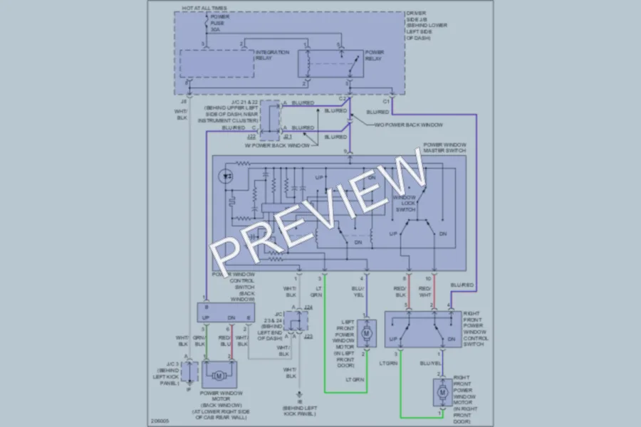 2005 Toyota Tundra Power Windows wiring diagram preview