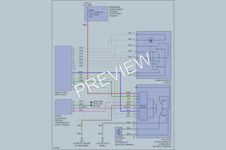 2005 Volvo XC90 Power Top Sunroof wiring diagram preview