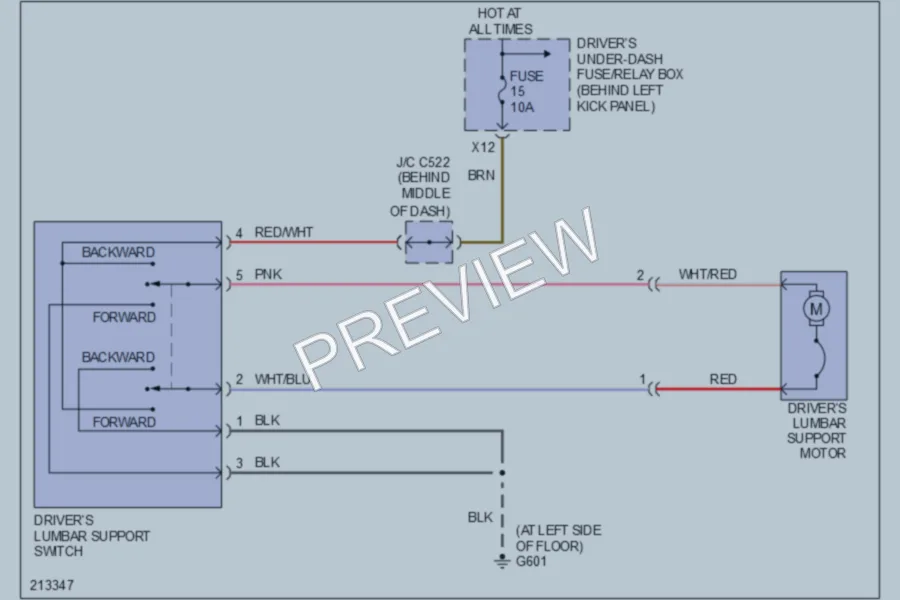 2006 Acura RL Power Seats wiring diagram preview