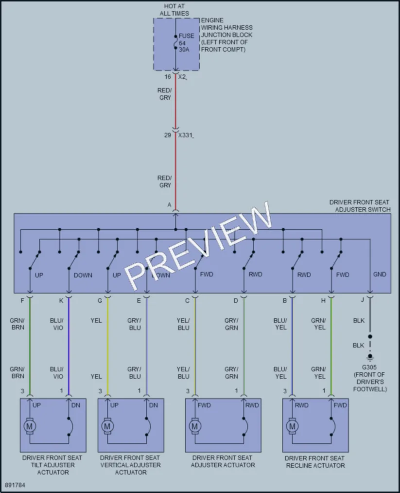 2006 Acura ZDXEV Power Seats wiring diagram preview