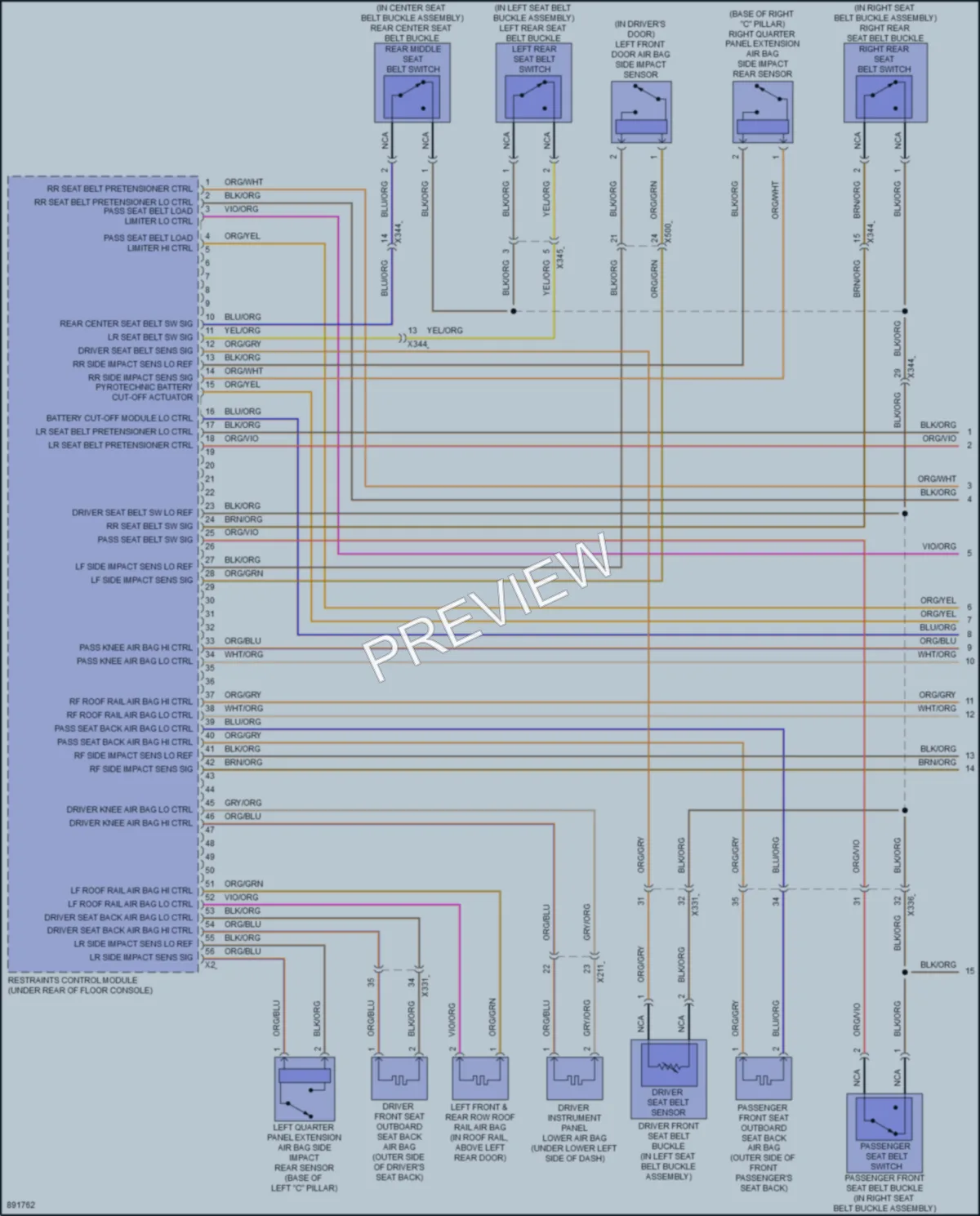 2006 Acura ZDXEV Supplemental Restraints wiring diagram preview