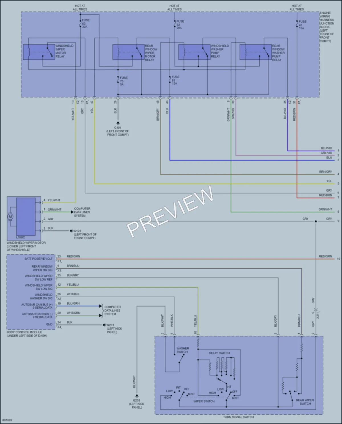 2006 Acura ZDXEV Wiper Washer wiring diagram preview