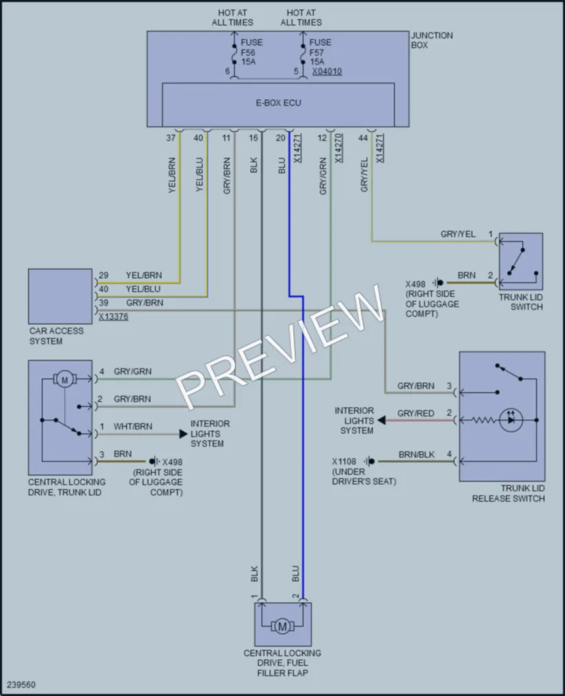2006 BMW 325i Trunk Tailgate Fuel Door wiring diagram preview