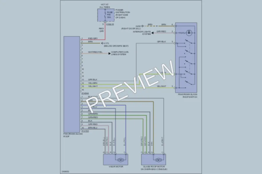 2006 BMW X3 Power Top Sunroof wiring diagram preview