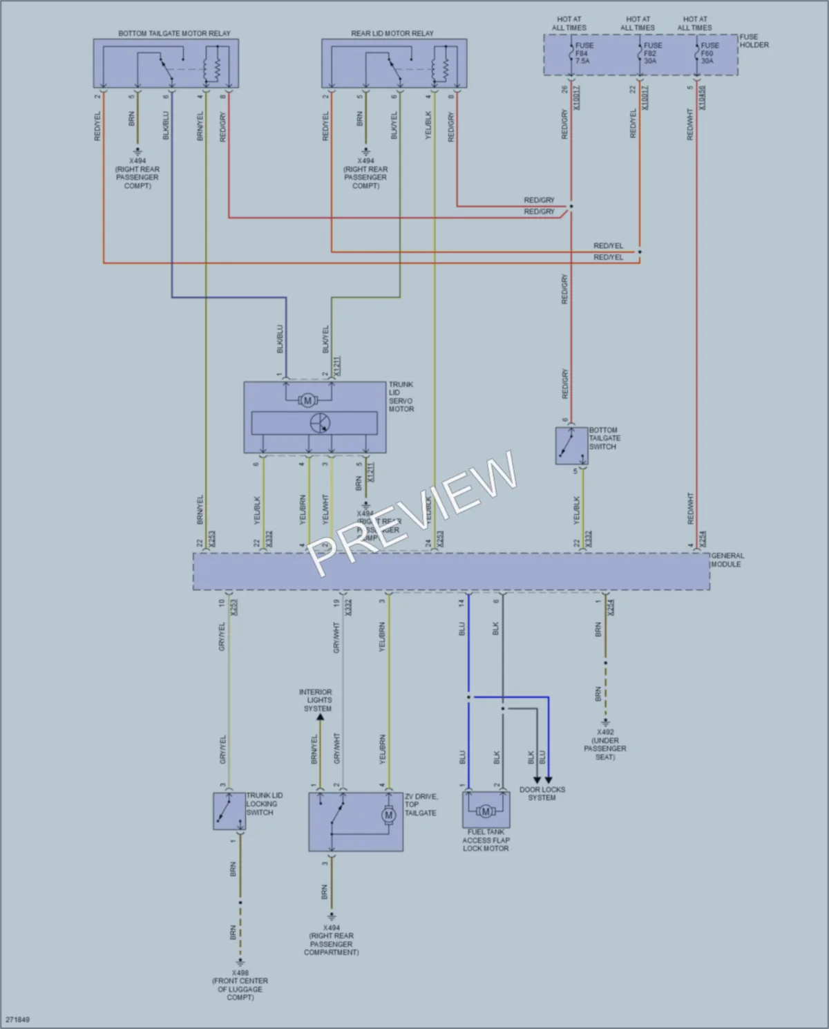 2006 BMW X5 Trunk Tailgate Fuel Door wiring diagram preview