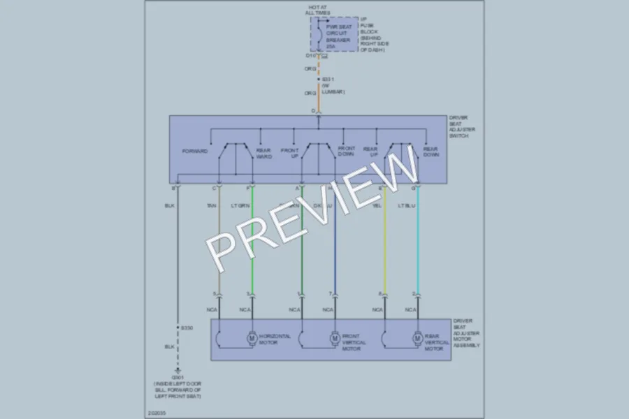 2006 Buick LaCrosse Power Seats wiring diagram preview