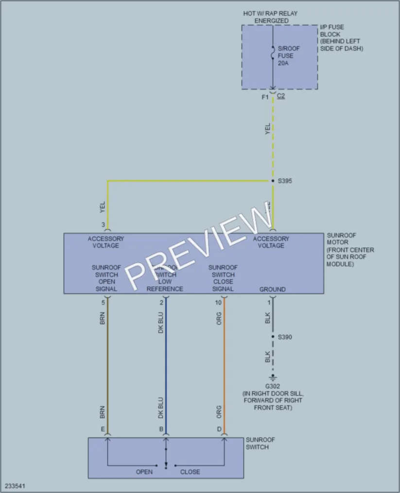 2006 Buick LaCrosse Power Top Sunroof wiring diagram preview