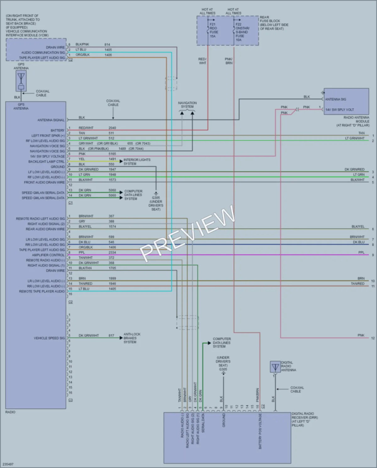 2006 Buick Lucerne Radio wiring diagram preview