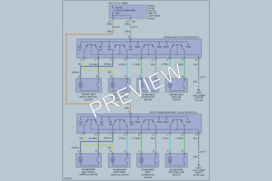2006 Buick Rainier Power Seats wiring diagram preview