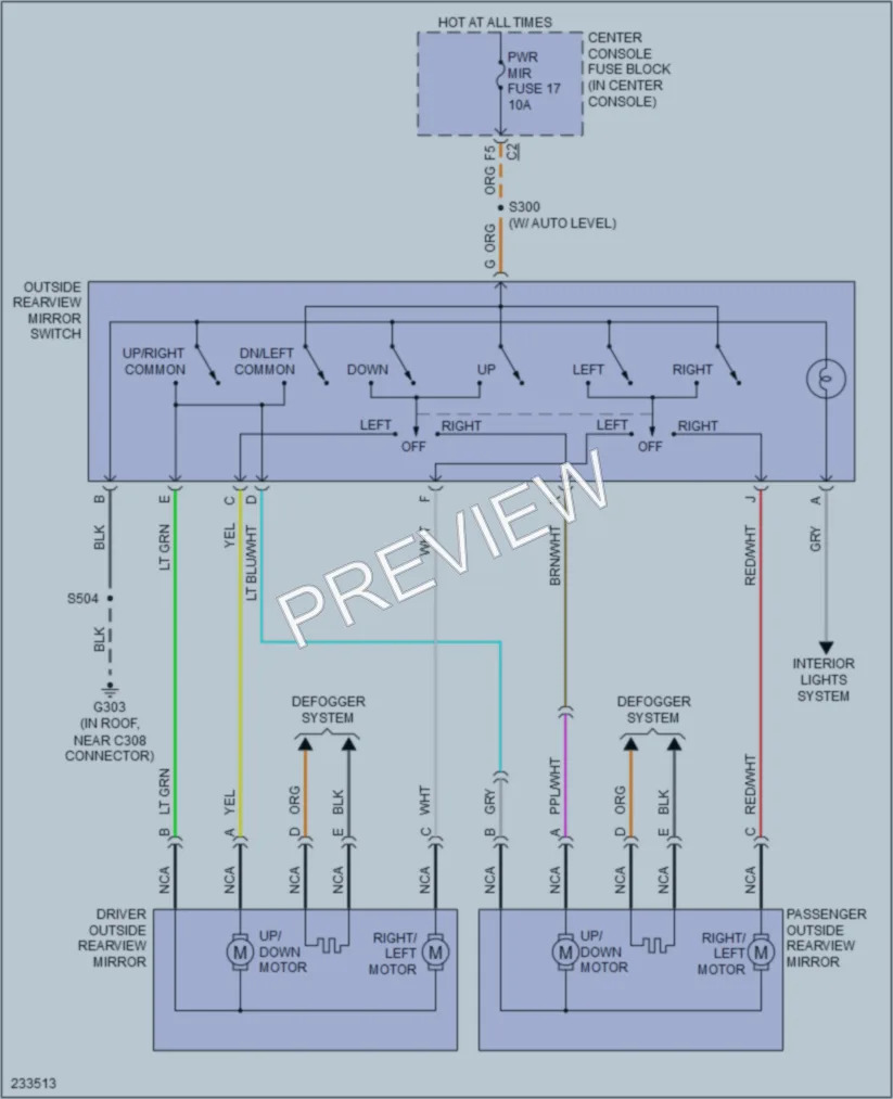 2006 Buick Rendezvous Power Mirrors wiring diagram preview