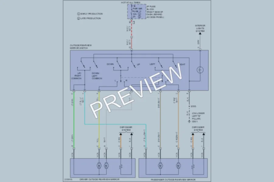 2006 Buick Terraza Power Mirrors wiring diagram preview