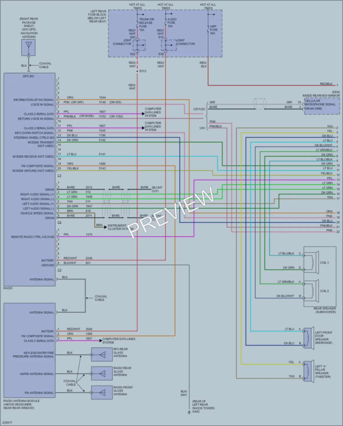 2006 Cadillac CTS Radio wiring diagram preview