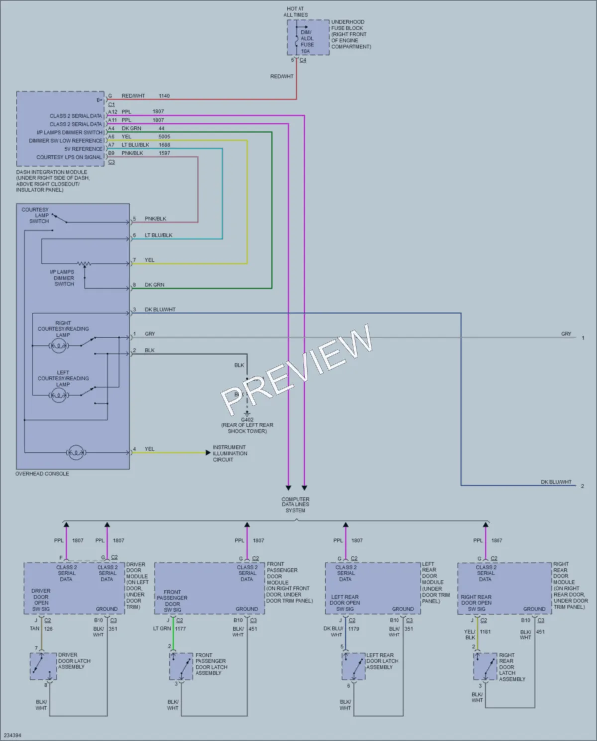 2006 Cadillac CTSV Interior Lights wiring diagram preview