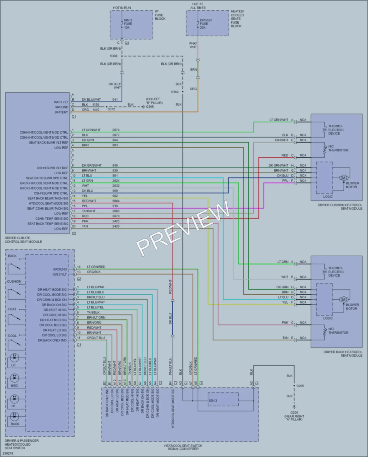 2006 Cadillac EscaladeESV Power Seats wiring diagram preview